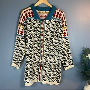 Dia North of Boston Vintage 1997 Horse Print Button Up Cardigan Sweater